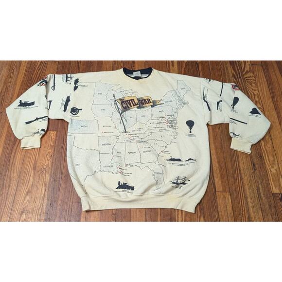 Vintage Civil War Sweatshirt Mens Art Unlimited 2XL Pullover Crewneck Sweatshirt - Picture 1 of 7